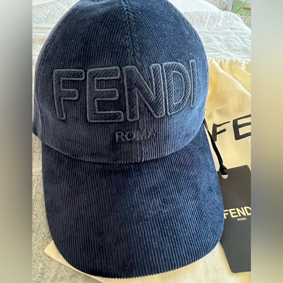 Fendi Accessories - Fendi Navy Corduroy Hat